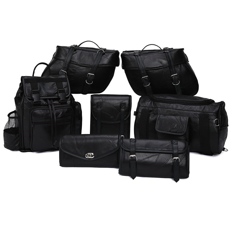 9-Piece Motorcycle Luggage Bag Set – Saddlebags, Sissy Bar, Barrel & More