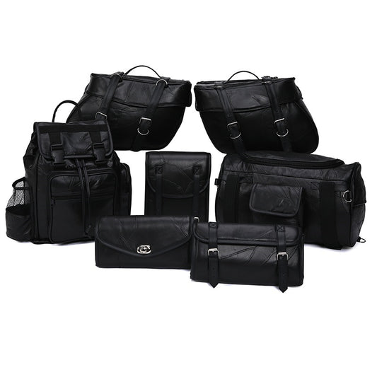 9-Piece Motorcycle Luggage Bag Set – Saddlebags, Sissy Bar, Barrel & More